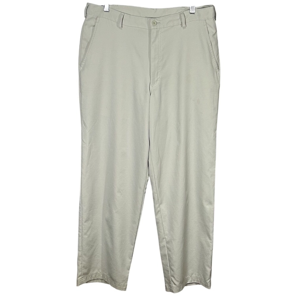 Slazenger Golf Pants Mens Khaki Wicking Straight Size 36 Comfort Athletic
